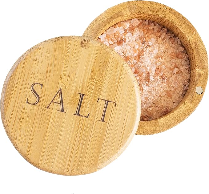Totally Bamboo Salt Cellar ??Wooden Salt Box with Magnetic Lid for Countertop Storage, 6 oz Capacity