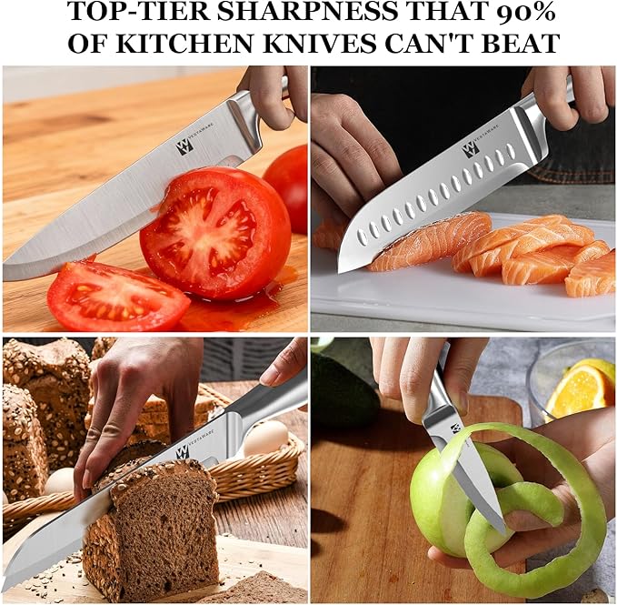 Vestaware Knife Set, 14 Pcs Kitchen Knife Block Set, Japanese High Carbon Stainless Steel Knives Set for Kitchen, Razor-Sharp Chef Knife Set, Gifts for Men