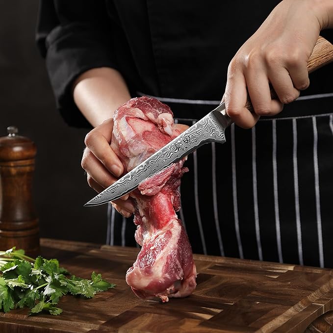 Wakoli EDIB Pro Damascus Meat Cleaver Knife ??Japanese Style Kitchen Knife | 5.5-Inch Genuine Damascus Steel Blade with VG10 Core | Ergonomic Pakkawood Handle | Professional Cooking Tool in Gift Box