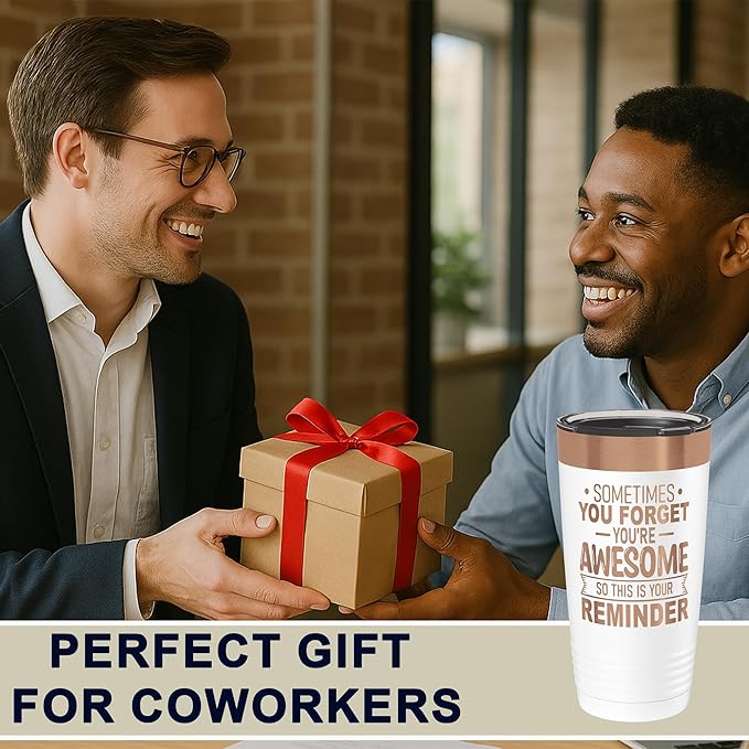 Spotted Dog Company Inspirational Tumbler, Inspirational Gifts for Men Dad Father Wife Sister Women, Birthday For Him Her, You?셱e Awesome Tumbler, Teacher Coworker Gifts 20oz White Copper