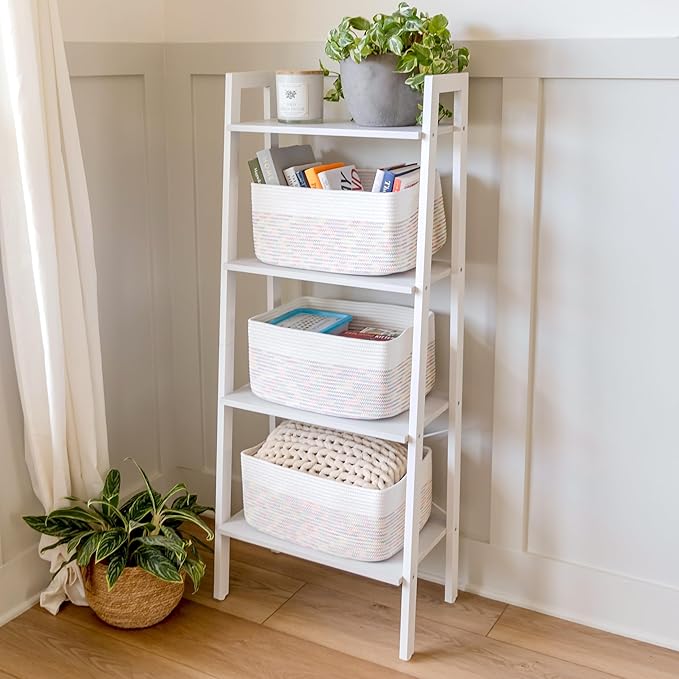 NaturalCozy Storage Baskets 16.8?쓝13?쓝7.6??Cotton Rope Woven Baskets for Organizing 3-Pack | Toy Storage Bins | Basket for Shelves, Laundry, Blanket, Clothes, Closet, Kitchen, Bathroom, Gifts