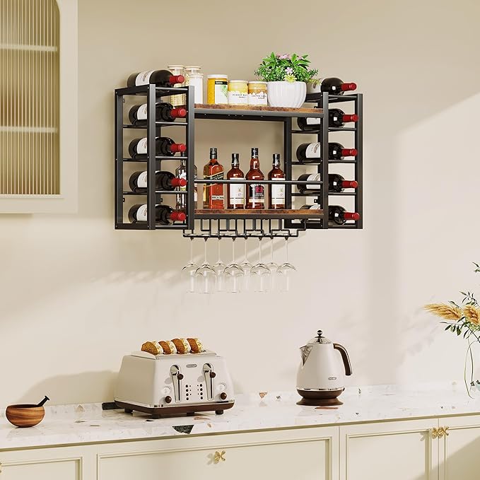 Homeiju Wall Mount Wine Rack 40 (31.9" W x 9.8" D x 19.7" H)