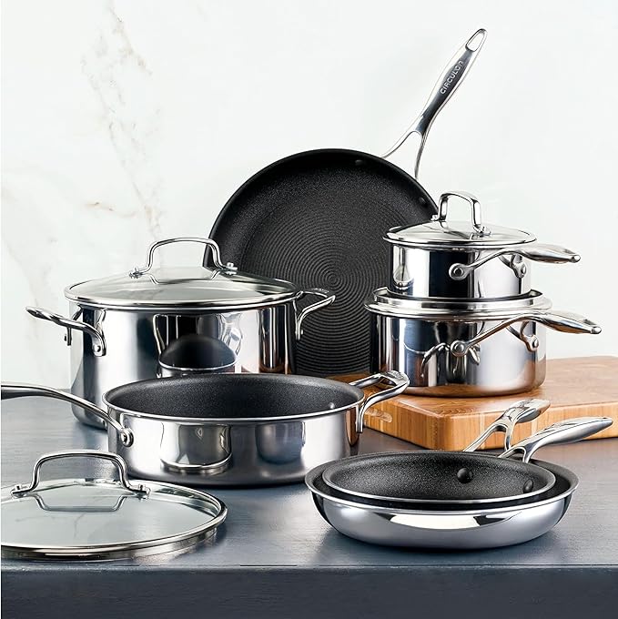 Circulon C1 Series Stainless Steel Nonstick Cookware Set - 11-Piece ??Induction Pots & Pans Set with ScratchDefense, Metal Utensil Safe