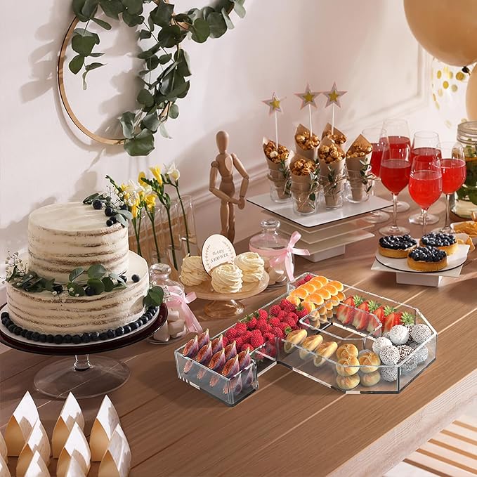 11" Acrylic Letter Charcuterie Tray, Charcuterie Letters Fillable Box for Food, Reusable Serving Cake Candy Dish Display Tray for Birthday Anniversary Party Decoration (Letter P)