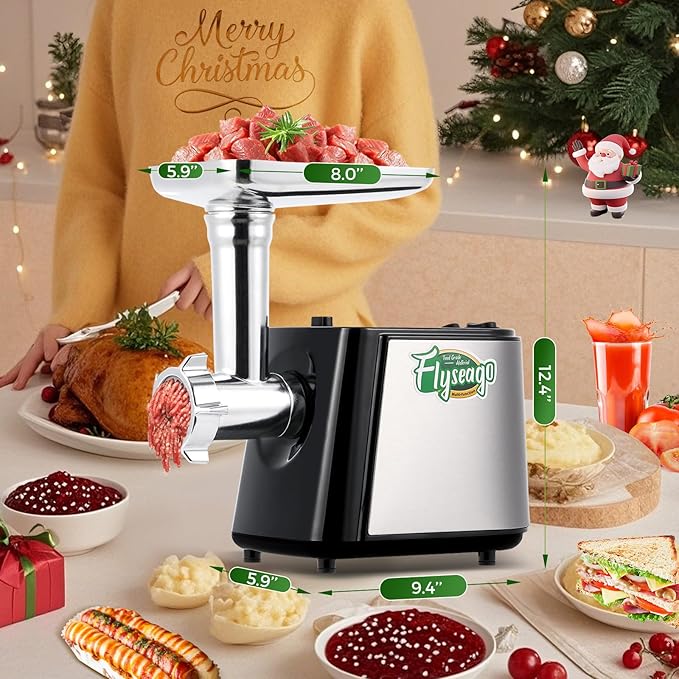 Electric Meat Grinder, Cheese Grater 3000W Multifunctional Meat Grinder with Juicer, Vegetable Cutter Veggie Slicer, Shredder, Meat Chopper, Sausage Stuffer, Kubbe Kit, Home Use