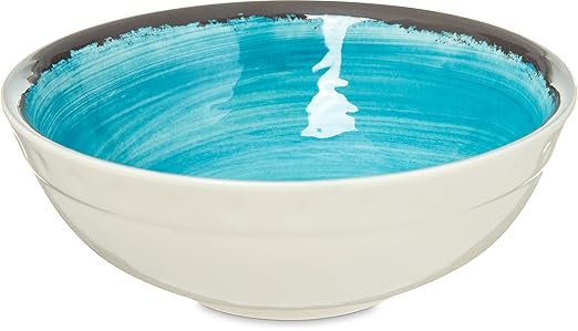 Carlisle FoodService Products Mingle Resuable Plastic Bowl Small Bowl with Pottery Style for Home and Restaurant, Melamine, 17 Ounces, Aqua, (Pack of 12)