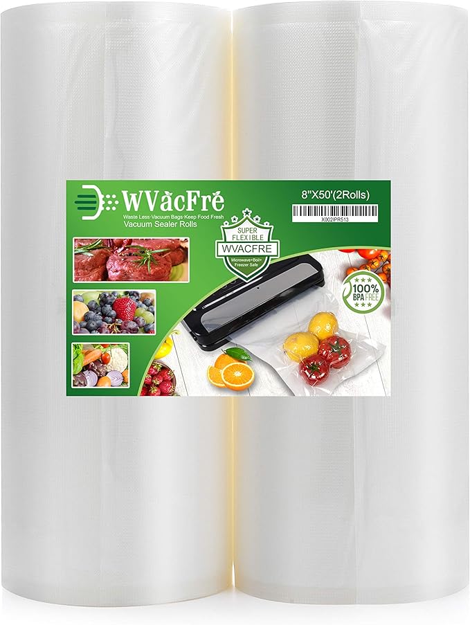 2Pack 8X50 Vacuum Sealer Freezer Storage Machine Bags Rolls for Food Saver