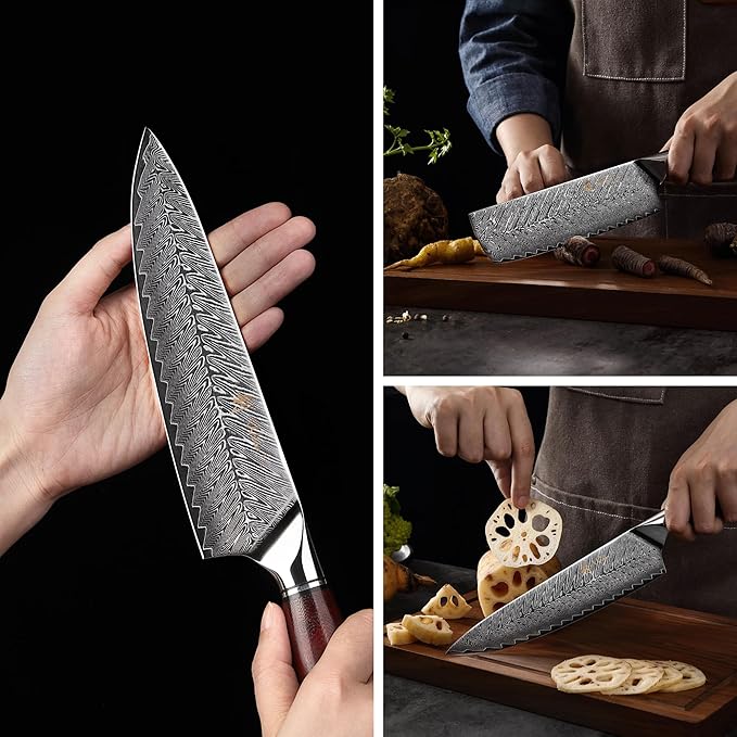 Wakoli Rose Elegance Knife Block Set ??5-Piece Professional Damascus Kitchen Knife Set with Magnetic Block ??67-Layer Damascus Steel with VG10 Core, Ergonomic Rosewood Handles in Gift Box