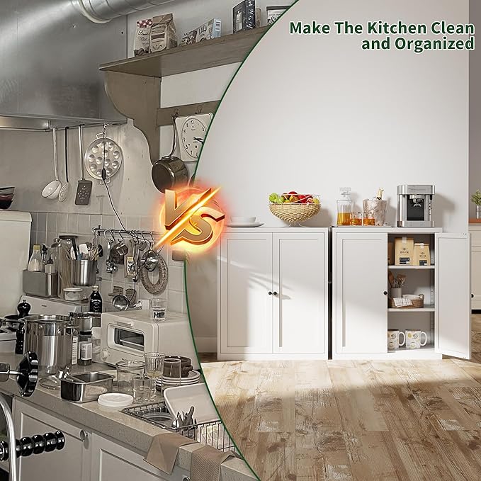 Kitchen Pantry CabinetFarmhouse Utility Storage Cabinet Rust-Resistant for Living Room,Dining Room,Bathroom,Garage,Basement