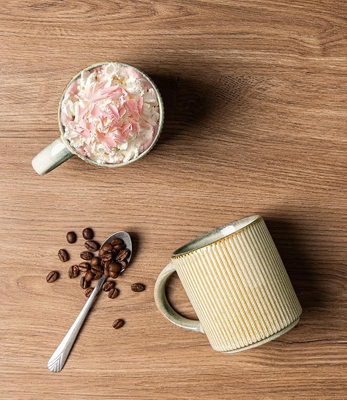 GBhome Coffee Mugs Set for 6, 11oz Coffee Cups with Handle for Man,Woman,Dad,Mom, Stoneware Mugs Sets for Coffee, Latte,Tea, Hot Cocoa, Milk, Dishwasher&Microwave Safe, Desert Sage