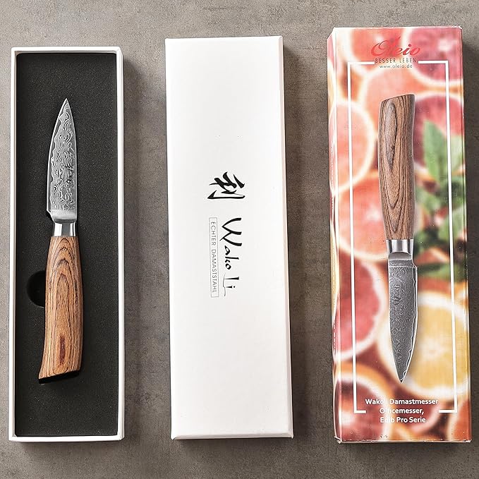 Wakoli EDIB Pro Premium Paring Knife ??Japanese Style Kitchen Knife | 3.2-Inch Blade Made of 67-Layer Real Big Master Steel with Pakka Wood Handle | Professional Cooking Tool