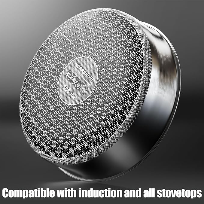 5 Qt Saut챕 Pan with Lid, 10-inch 5 Ply Stainless Steel Sauce Pan with Lid, Non Stick Frying Pans, Cooking Pot Deep Frying Pan Non-Toxic, For Induction, Oven, Dishwasher Safe