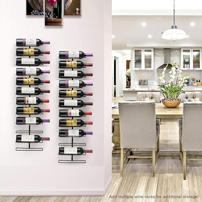 Sorbus Wall Mount Wine Rack ??Holds 12 Bottles ??Black Metal Wine Bottle Holder for Wall, Modern Wine Rack for Home Bar, Kitchen