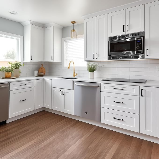 Solid Wood RTA Wall Microwave Cabinet with Open Shelves ??Shaker Style, Space-Saving Kitchen Pantry Storage, Durable and Versatile Wall-Mounted Organizer (SK-Origami White, 30" W x 24" D x 42" H)
