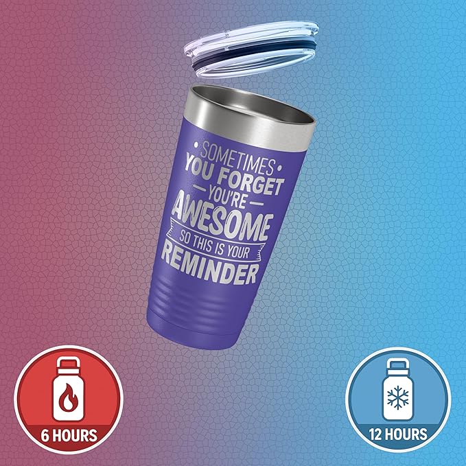 Spotted Dog Company Inspirational Tumbler, Inspirational Gifts for Men Dad Father Wife Sister Women, Birthday For Him Her, You?셱e Awesome Tumbler, Teacher Coworker Gifts 20oz Purple
