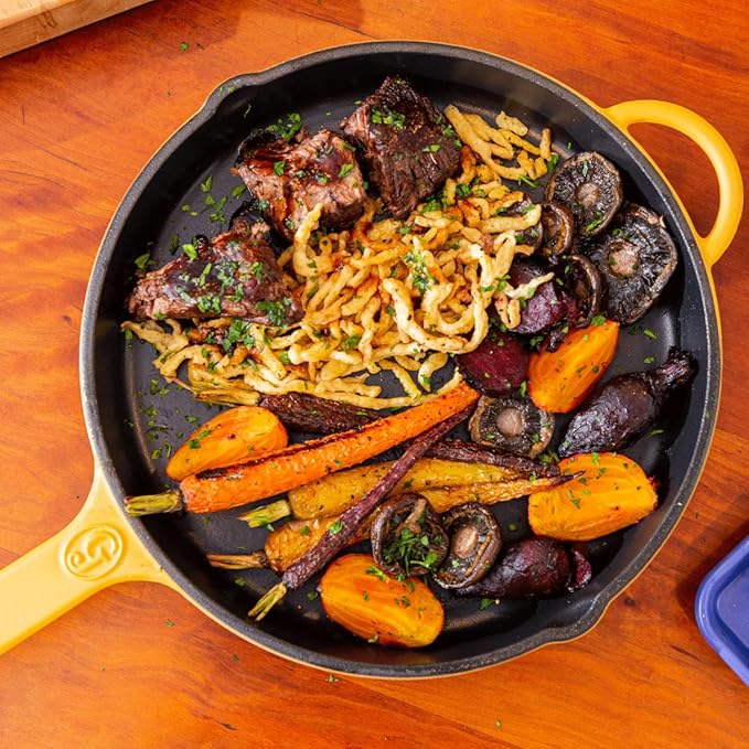 Great Jones King Sear Cast-Iron Skillet (Mustard, 12") | Enameled for Easy Cleaning | Safe for All Stovetops & Ovens | Perfect for Crispy Chicken, Steak & More | Oven-Safe to 500째F | Hand Wash Only
