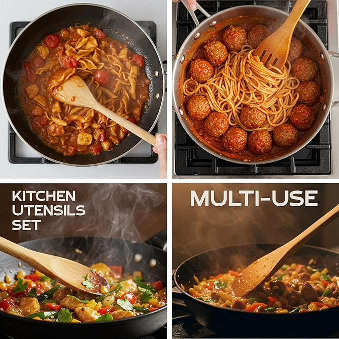 Harry Gifts for All Potter Fans Wooden Spoons for Cooking - 6-Piece Wooden Utensil Set with Spatulas & Spoons, Heat-Resistant, Eco-Friendly Kitchen Utensils for Non-Stick Cookware