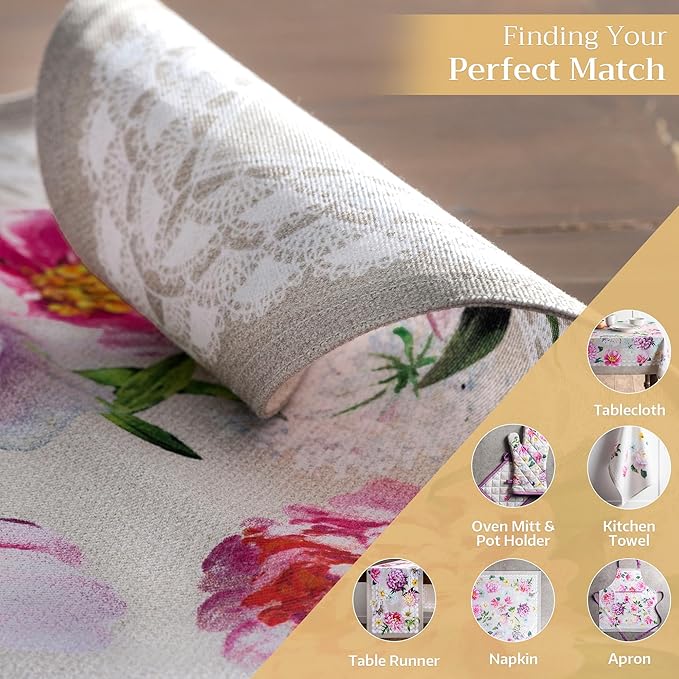 Maison d' Hermine Placemats Set of 4 100% Cotton Washable Cloth Place Mats, Reusable Table Mats for Kitchen Dining Decoration, Party, Restaurant Spring/Summer (Sweet Rose Lavender - Lush, 13" x 19")