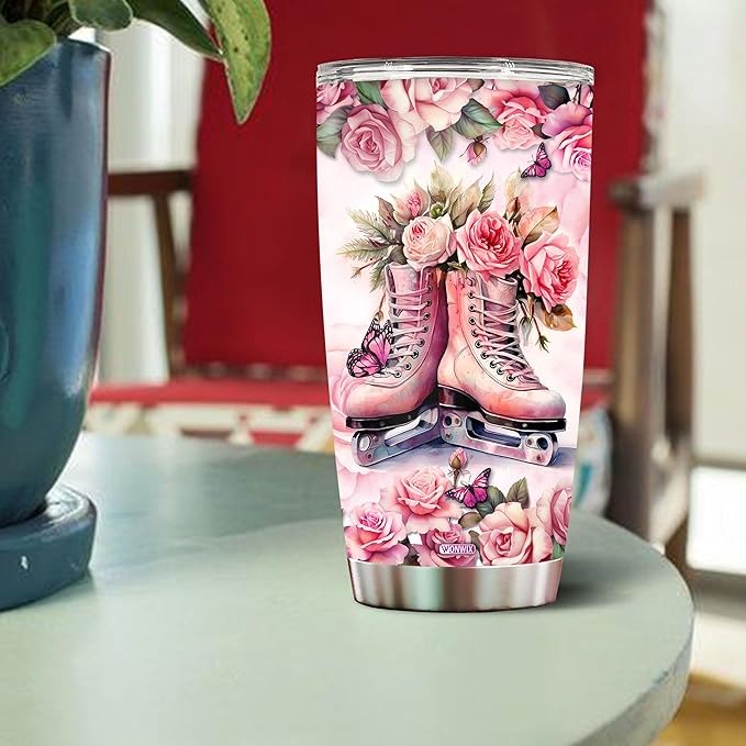 WONWIX Personalized Skating Gifts for Women, Insulated Stainless Steel 20oz Coffee Cup Mug Tumbler Water Bottle Perfect Christmas, Birthday, Mother's Day Gift for Wife, Daughter, Girlfriend