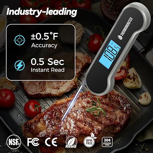 0.5 Sec Instant Read Meat Thermometer Digital with 짹0.5??Precision, Food Thermometer for Cooking Kitchen Gadgets, Oven Grill Candy BBQ Essentials Accessories, Gifts for Him Dad Men Birthday, Grey