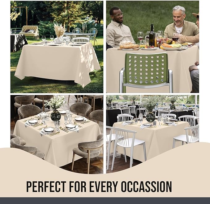 Party Solids 12-Pack Ivory Square Plastic Disposable Tablecloth ??Size: 85 횞 85 Inches ??Square Table Cover for Parties, Picnics & Formal Events