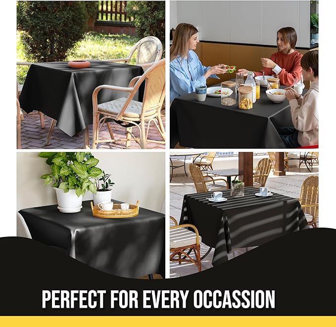 Party Solids 12-Pack Black Square Plastic Disposable Tablecloth ??Size: 52 횞 52 Inches ??Square Table Cover for Parties, Picnics & Formal Events