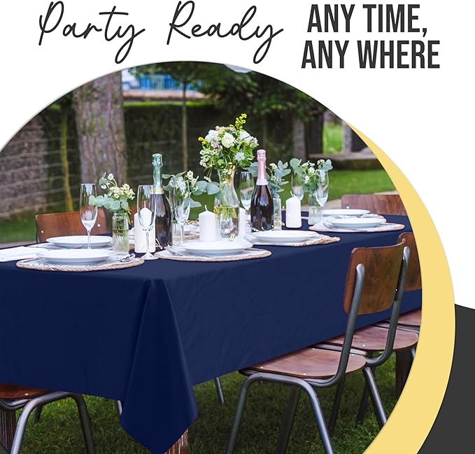 Exquisite 66% Thicker Premium Plastic Table Cloth Rectangle Table Cover 0.5 Mil 24 Pack Navy Blue Table Cloth 54 Inch x 108 Inch Disposable Tablecloth Won't Tear Easily Like Cheap Thin Brands
