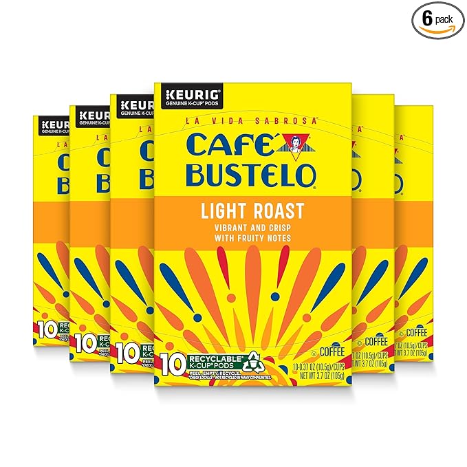Caf챕 Bustelo Light Roast Coffee, 10 Ct. K-Cup pods (Pack of 6)