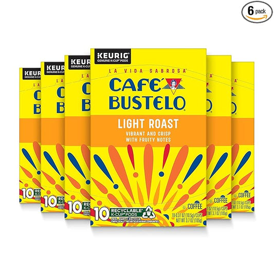 Caf챕 Bustelo Light Roast Coffee, 10 Ct. K-Cup pods (Pack of 6)