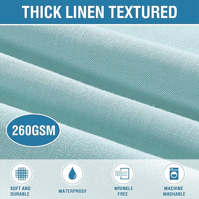 H.VERSAILTEX Linen Textured Table Cloths 60 x 60 Inch Premium Solid Tablecloth Spill-Proof Waterproof Table Cover for Dining Buffet Feature Extra Soft and Thick Fabric Wrinkle Free, Aqua