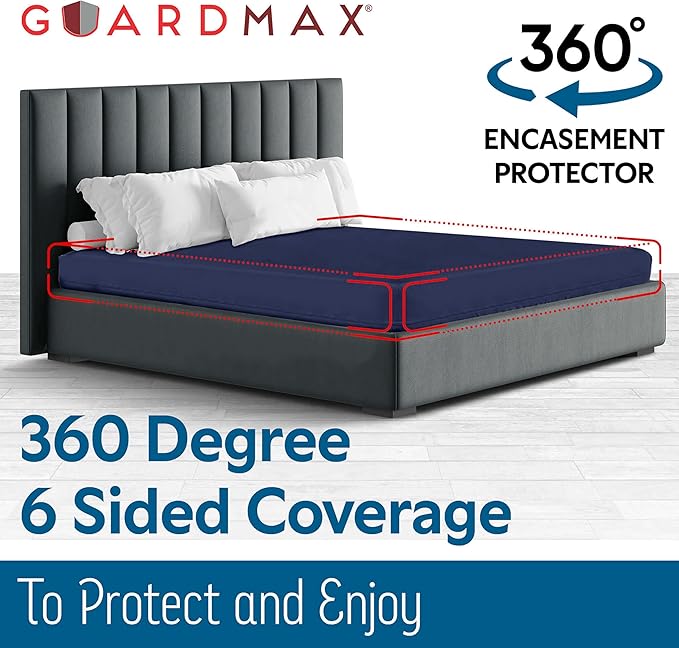 Guardmax Jersey Knitted Twin Zippered Mattress Encasement - Waterproof & Bed Bug Proof Mattress Protector - Comfortable, Soft, and Noiseless Zippered Bedding - Dust Mite Proof (39 x 75 x 10)