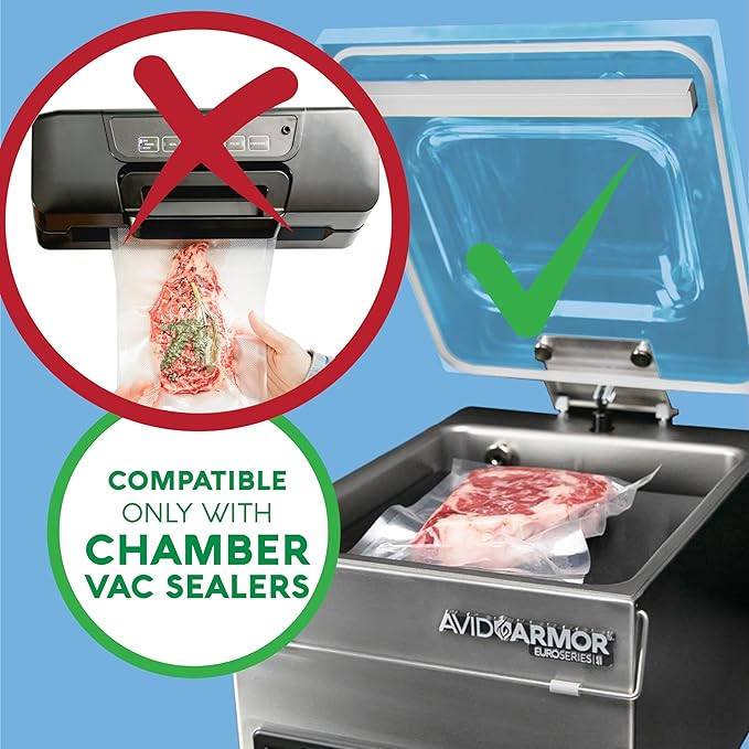 Avid Armor Chamber Vacuum Sealer Bags ??6x8" ??250 Pack ??Heavy Duty Commercial Grade, BPA-Free Pouches for Sous Vide, Food Preservation, Meat Storage, Freezing, and Long-Term Storage