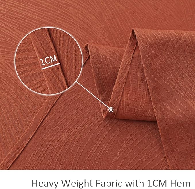 maxmill Jacquard Table Cloth Swirl Design Water Resistant Wrinkle Resistance Heavy Weight Soft Tablecloth for Fall Harvest Thanksgiving Dining Tabletop Halloween Decoration Oblong 60 x 140 Inch Rust