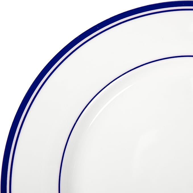 Amazon Basics 16-Piece Cafe Stripe Kitchen Dinnerware Set, Plates, Bowls, Mugs, Service for 4, Blue