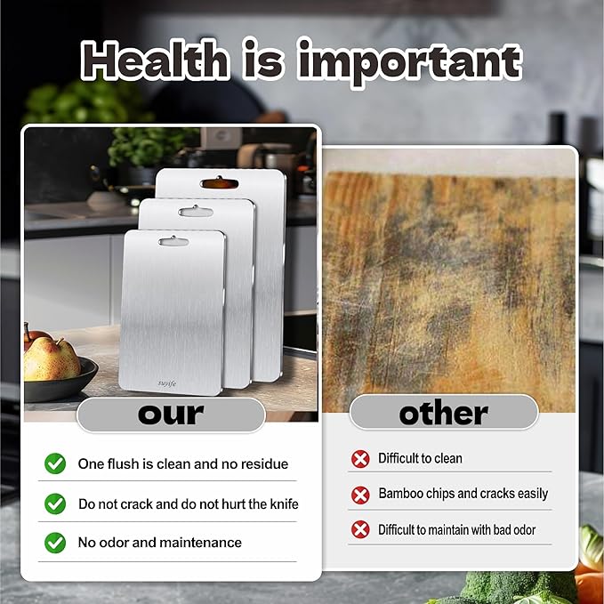 Titanium Cutting Board,100% Pure Titanium Cutting Boards for Kitchen, 2025 New Double Sided Food-Grade Chopping Board for Cutting Meat Vegetable Fruit (1, 13"L x 9"W)