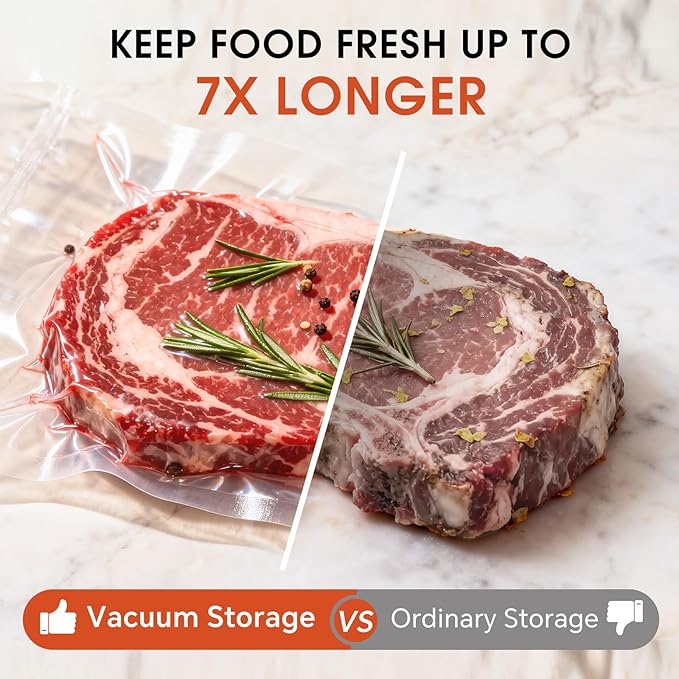 Vacuum Sealer Rolls 2 Pack, 11??x 16??Vacuum Seal Bags for Food Storage Saver, BPA-Free Food Saver Bags Rolls for Freezer, Meal Prep & Sous Vide Cooking