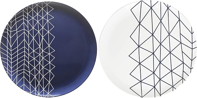 bzyoo 100% Melamine 14 inch Round Platter Dishwasher Safe Food Serving Tray for Casual dining Indoor and Outdoor Dining Party Cocktails (Spidy French Navy)