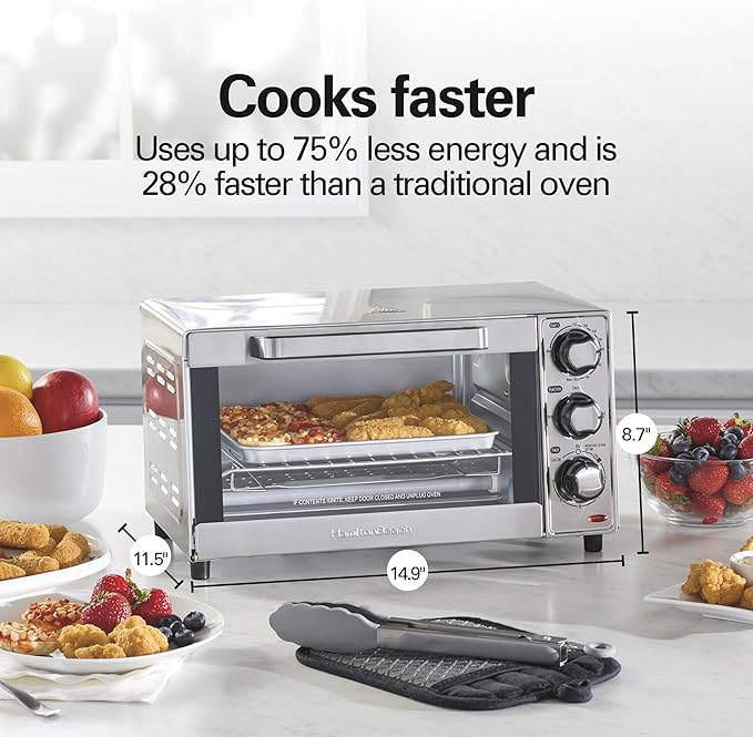 Hamilton Beach Countertop Toaster Oven & Pizza Maker Large 4-Slice Capacity, Stainless Steel (31401)
