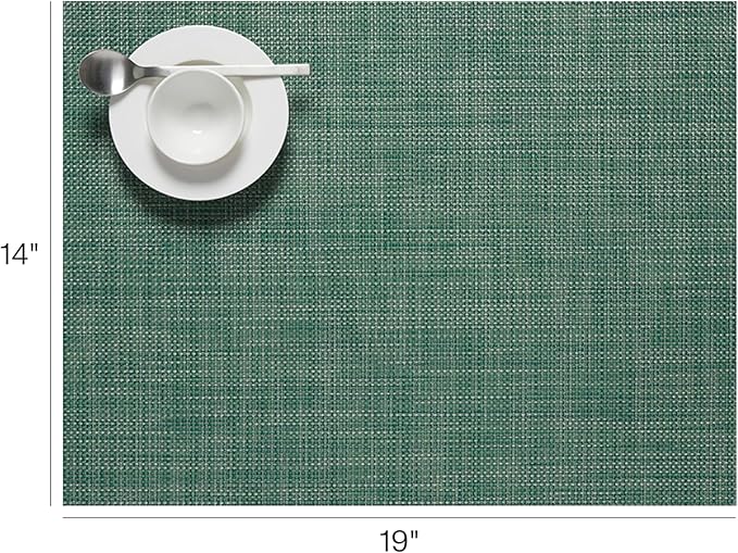 Chilewich Mini Basketweave Placemats in Ivy - Set of 4 - Easy Care Woven Tabletop Textiles - Indoor/Outdoor - 19" x 14" Rectangle