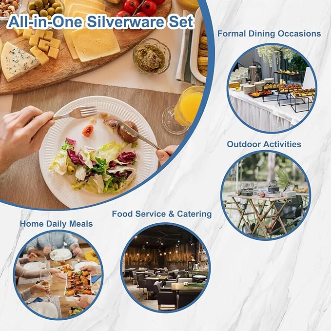 BEWOS 60 Piece Silverware Set - Stainless Steel Silverware Sets for 12 Include Spoon, Forks, Knives, Mirror Polished Flatware Set for Home, Kitchen, Restaurant, Dishwasher Safe