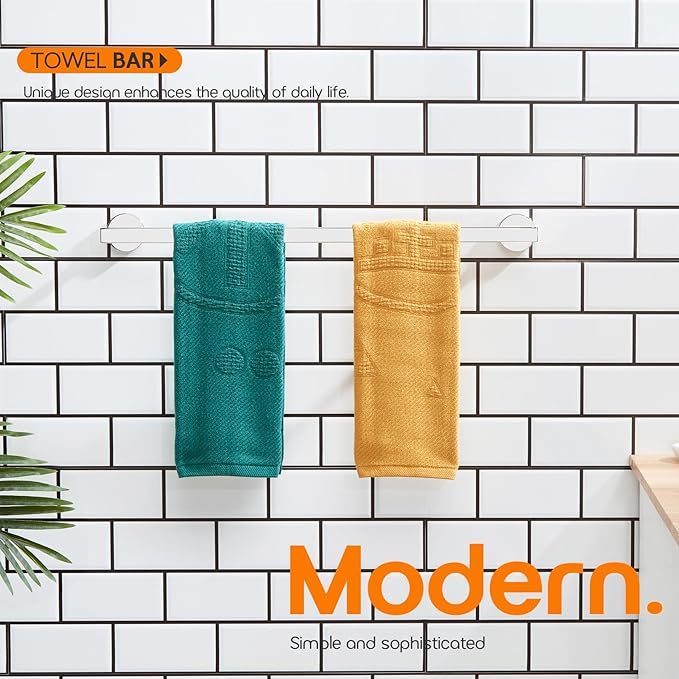 20 Inch Bathroom Towel Bar Bath Towel Rack Kitchen Towel Holder Towel Shelf Wall Mounted SUS304 Stainless Steel Polished Chrome AN4001CH-L20