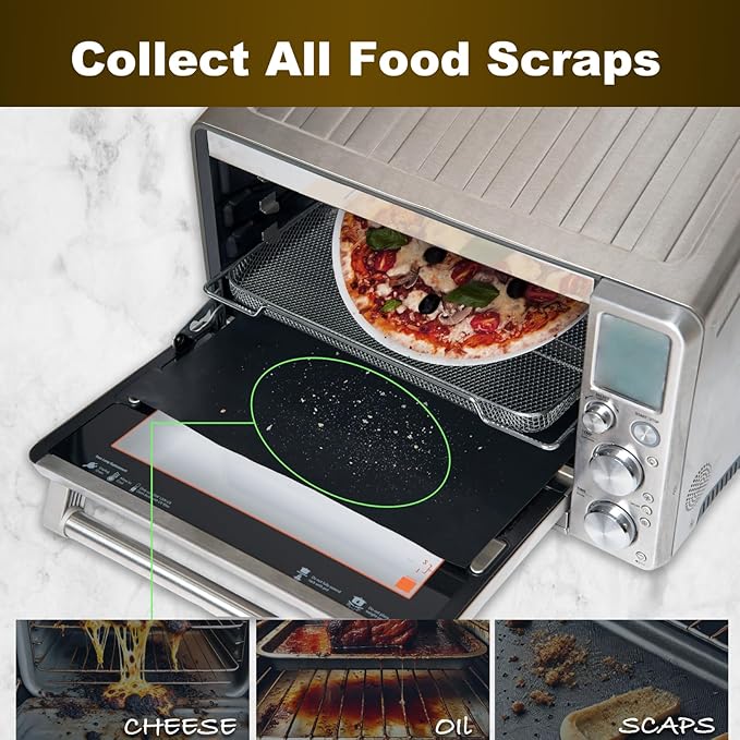 Air Fryer Oven Liners for Breville Mini Smart Oven Air Fryer, Black 4pcs Reusable Baking Mat