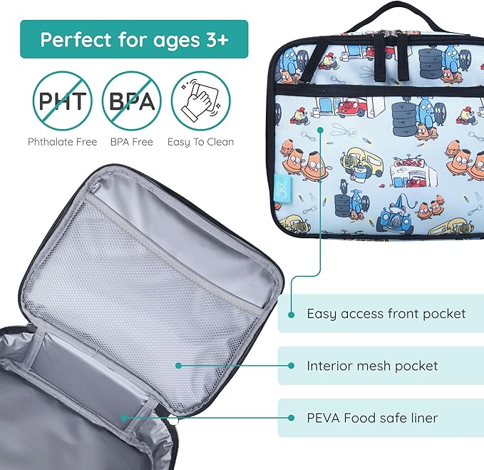 Wildkin JumpOff Jo Insulated Lunch Box ??Durable, Reusable for Kids ??Jo's Garage