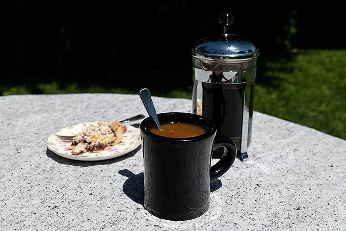 Culver 10-Ounce Ceramic Retro Diner Style Heavyweight Restaurant Mug, Two-finger C-handle (Black, 1)