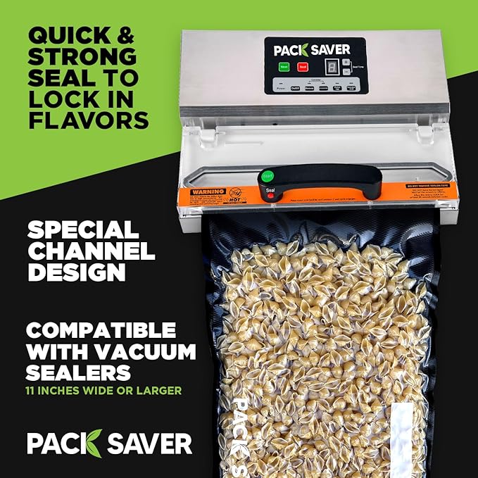 Vacuum Sealer Bags 50 Pack - 11"x24" Heavy Duty Pre-Cut Food Storage Bags for Food Saver, Meal Prep, Sous Vide - Commercial Grade BPA Free (Clear & Black)
