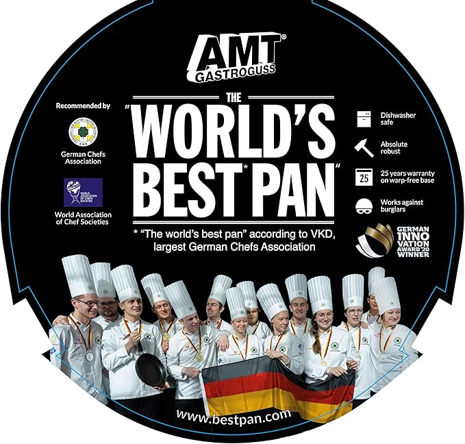 AMT Gastroguss The World쨈S [.] Saute pan for Induction, Diameter 24 cmh Height 6 cm, die-cast Aluminium, Lotan짰 Non-Stick Coating for Fat-Free-Frying, AMZN-I-624-US