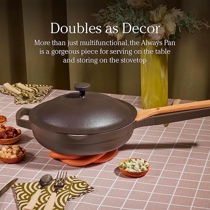 Our Place Large Always Pan | 12.5" Ceramic Pan with Modular Lid & Beechwood Spatula | Patented 10-in-1 Nonstick, Non-Toxic Cookware Made Without PFAS | Induction & Oven-Safe up to 450째F | Char