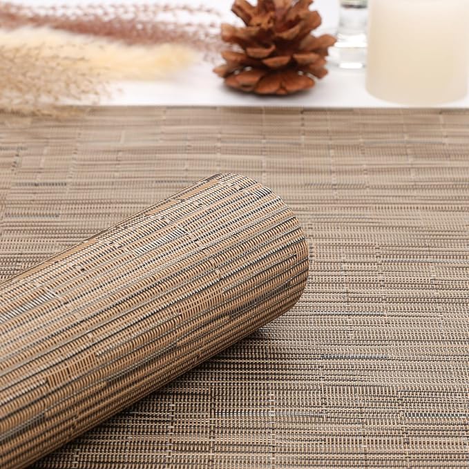 Myir JUN Table Runner, Vinyl Table Runner Indoor 55 Inch Long Arbitrarily Cropped Runner for Table Heatproof for Home Party (Light Brown, 15 x 55 inch)