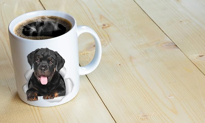 Winston & Bear Friendly Rottweiler Mug - Ceramic Rottie Coffee Mug Gift for Dog Lovers Mom and Dad - Perfect Birthday or Christams, Father's or Mother's Day Gift (11oz)