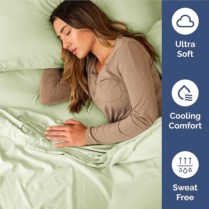 Twin XL 4 Piece Sheet Set - Cooling & Breathable Bed Sheets - Hotel Luxury Bed Sheets for Women, Men, Kids & Teens - Deep Pocket Bedding w/Easy Fit - Soft & Wrinkle Free - Twin XL Light Sage Sheets